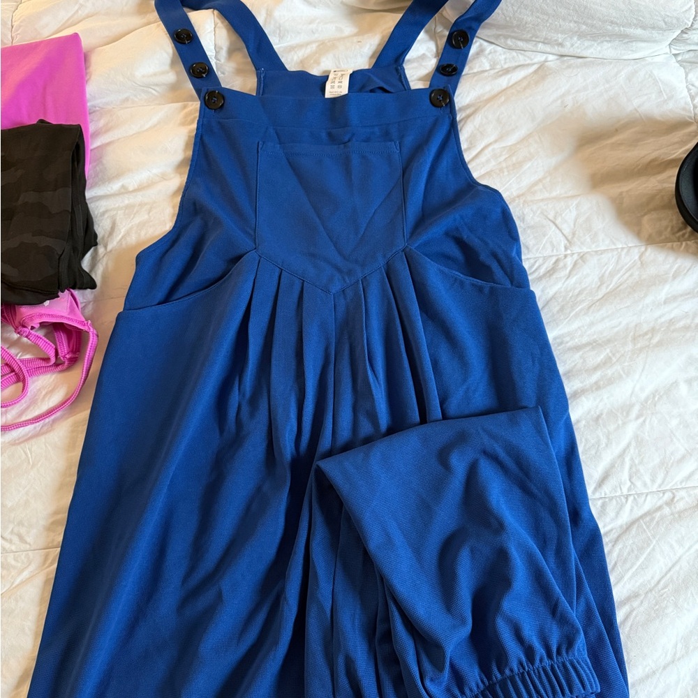 HALARA Vibrant Blue Textured Jumpsuit